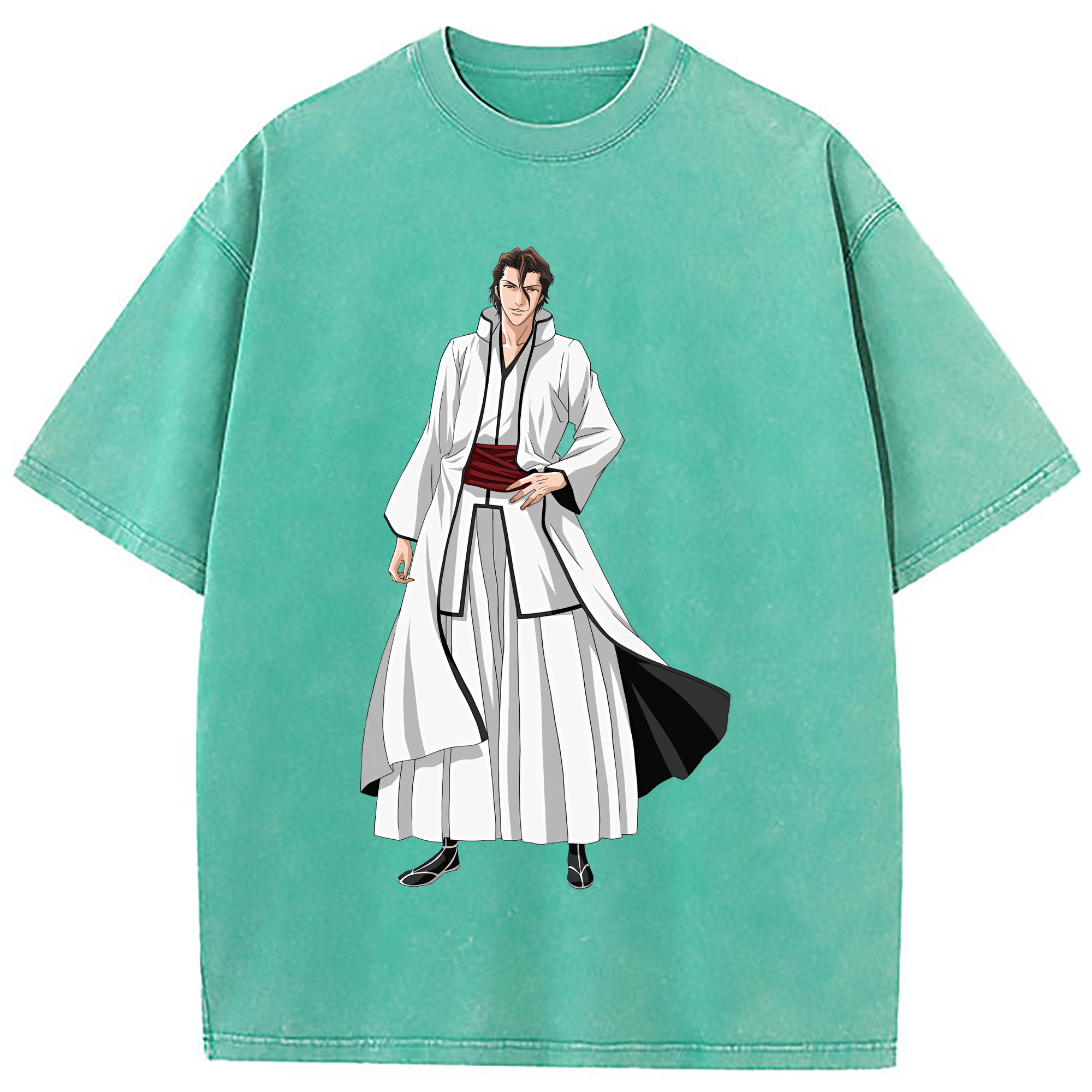 （画像用） ブリーチ 藍染 惣右介（あいぜん そうすけ） BLEACH Aizen Sousuke 綿100% ヴィンテージ風 半袖Tシャツ（フロントプリント）